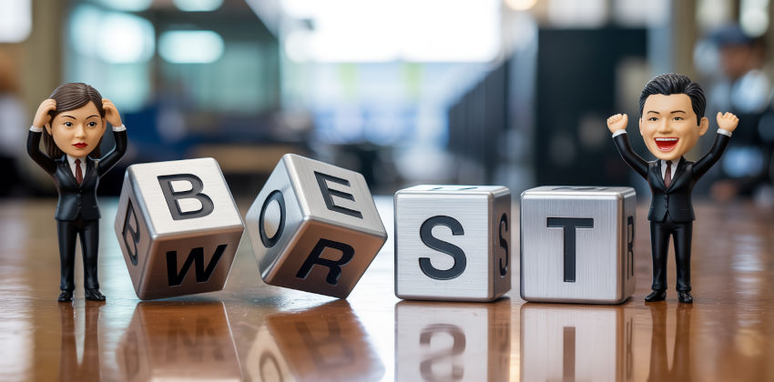 Blocks spelling out BEST and WORST