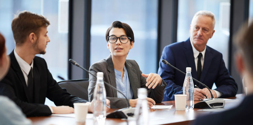 Discussion at business conference