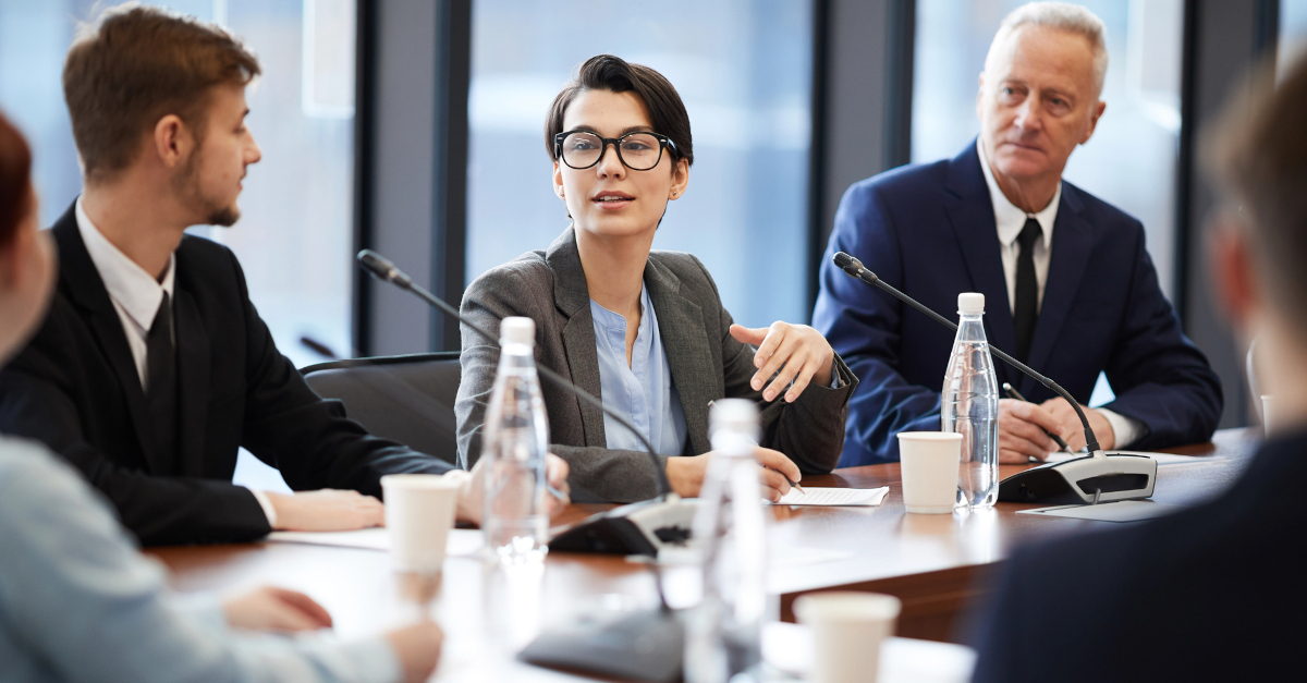 Discussion at business conference