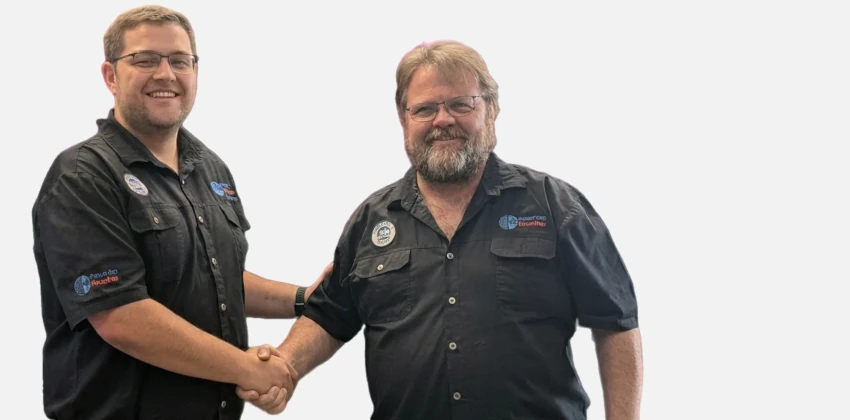 Anton, managing director of About Air Pollution and Dewan Wentzel, fabrications director of About Air Pollution, a Crowded Igloo customer success story