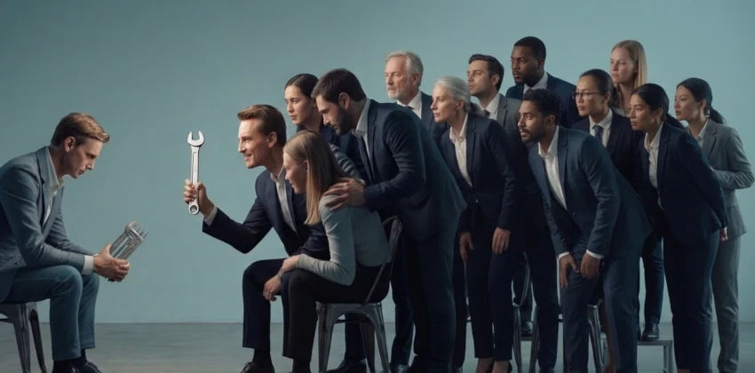 Business professionals in a corporate setting illustrating why great products fail without a go-to-market engine
