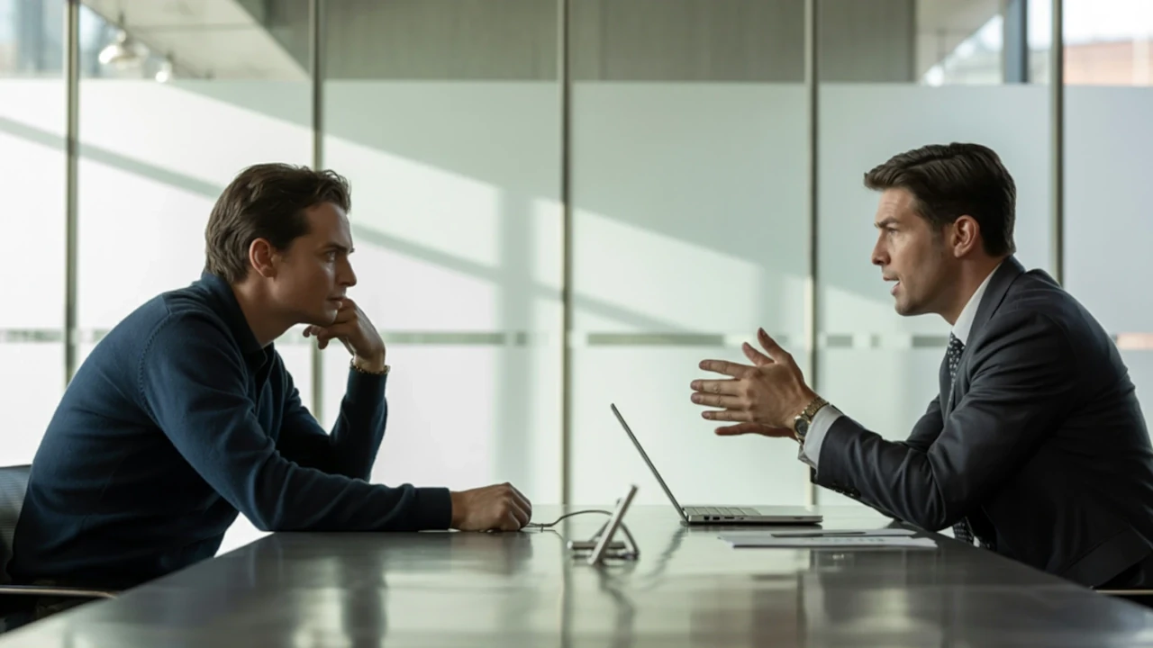 Founder evaluating a marketing agency's claims during a pitch meeting about performance guarantees